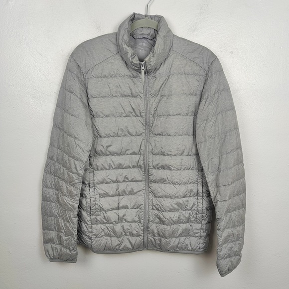 Uniqlo Light Down Jacket Mens Small Gray Puffer Packable Casual Coat Travel - Picture 1 of 7